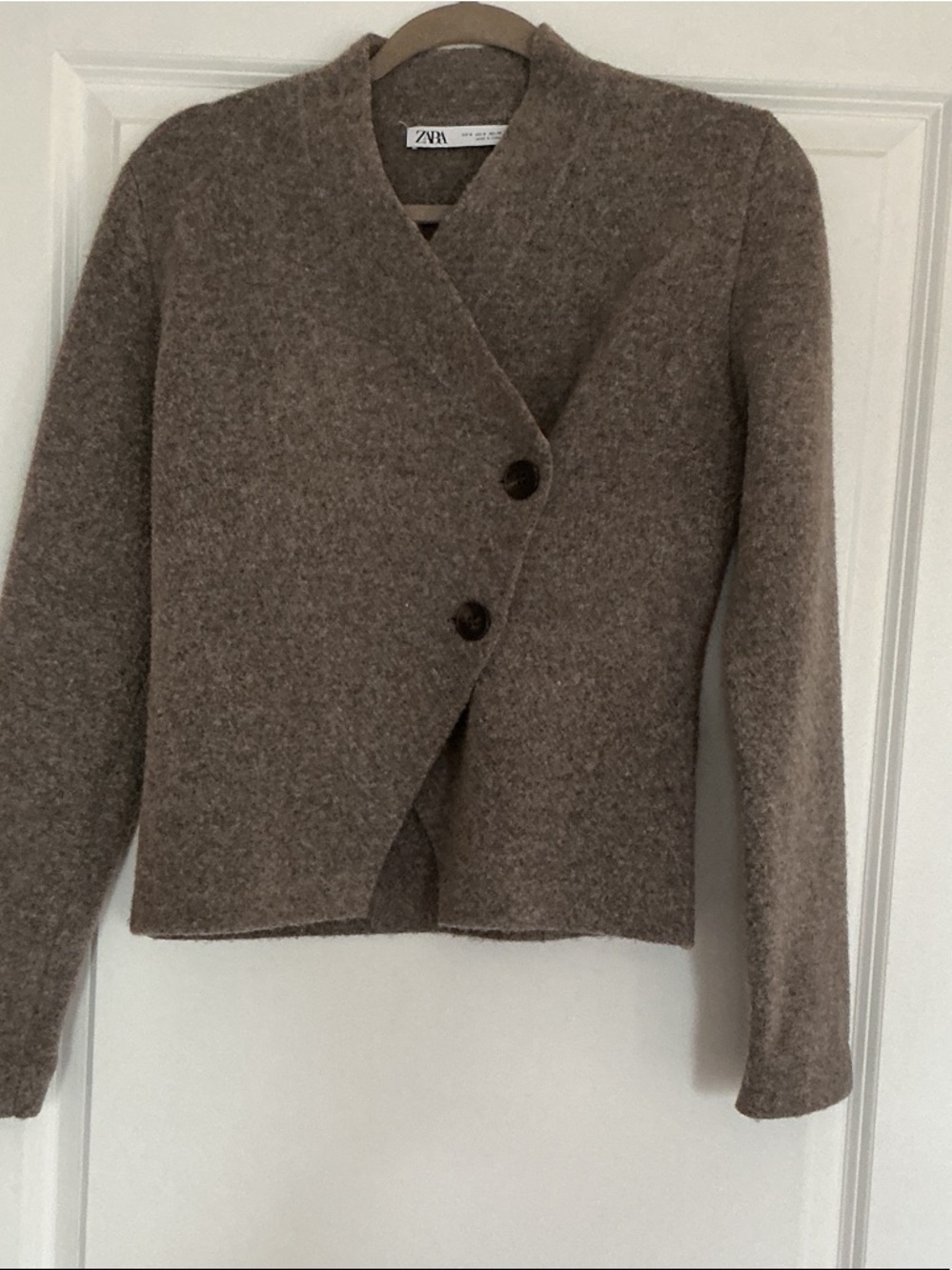 Zara Brown Taupe Asymmetrical Button Cardigan